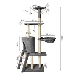 Когтеточка дом для кошки 138cm серая